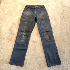 Carhartt Double Knee Duck Canvas Pants Mens 32x34 Gray Rugged Flex